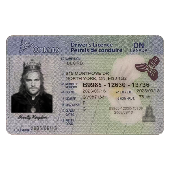 Ontario Fake DL (2025 version)